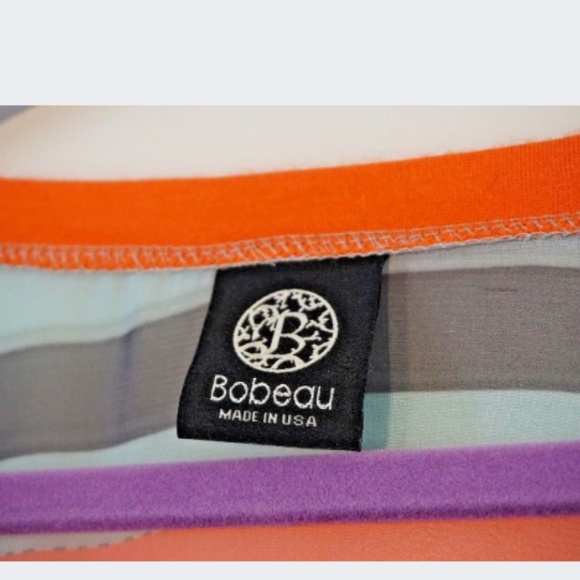 Bobeau Women Large Grey Chevron USA top sheer back - Picture 2 of 5